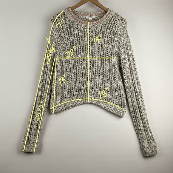 Duffy Women’s Small Open Stitch Cotton Sweater – Marled Gray/Coral - Picture 6 of 6